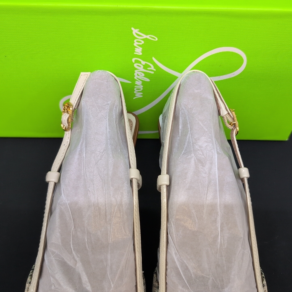 Sam Edelman Toni Slingback Pointed Toe Women's Kitten Heel Pump US 8.5 Oat Plaid - Picture 6 of 14